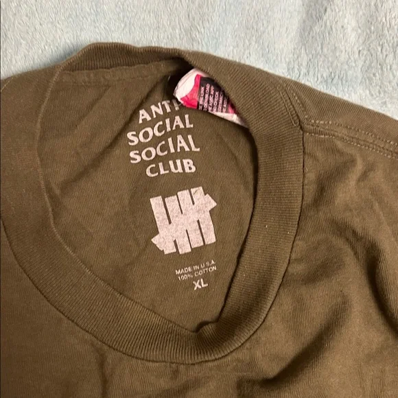 Anti Social Social Club Olive T-Shirt with White Logo - Picture 3 of 3